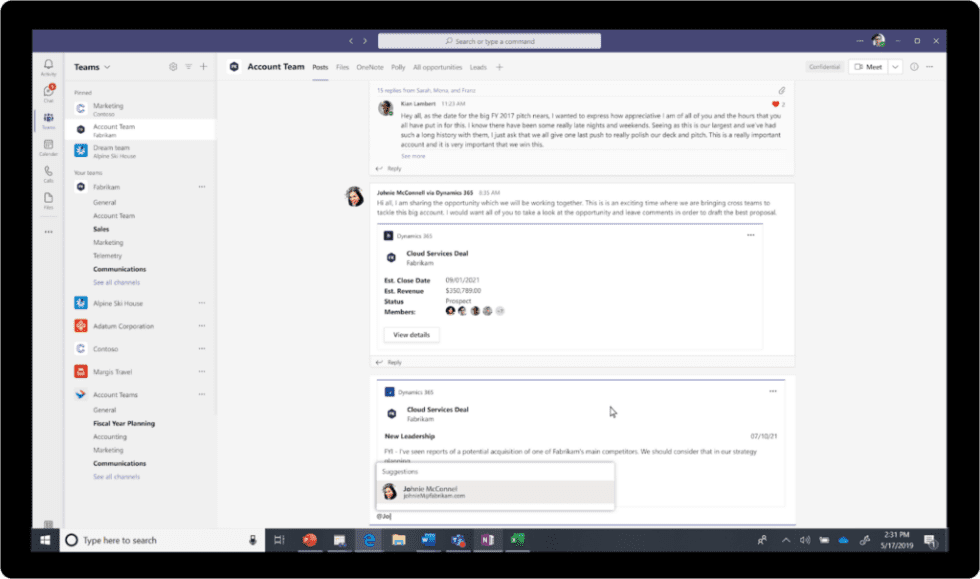 Enhancements to collaboration between Microsoft Teams and Dynamics 365